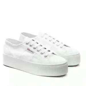 Superga 2790 Unisex Trainer Platform Shoes, White, Size Women 11.5